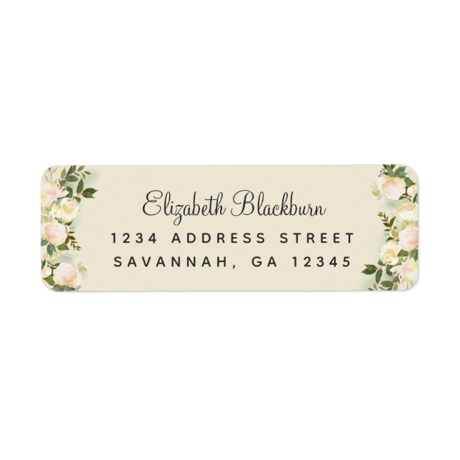 Elegant Roses Botanical Wedding Return Address (Front)