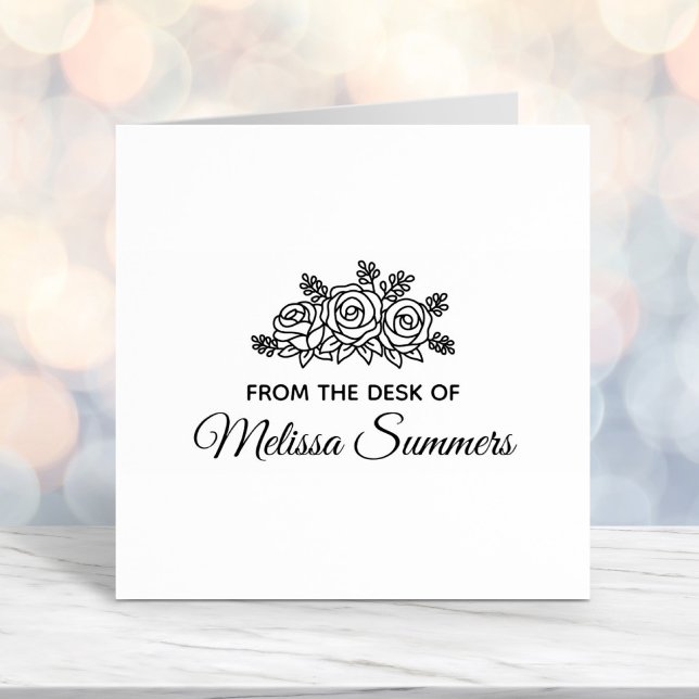 Elegant Roses Bouquet Flowers from the Desk of Self-inking Stamp (Creator Uploaded)