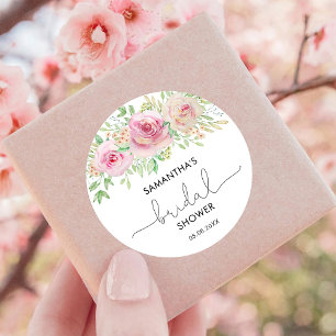 Elegant roses bridal shower classic round sticker