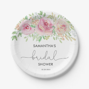 Elegant roses bridal shower paper plate