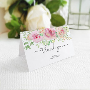 Elegant roses bridal shower thank you card