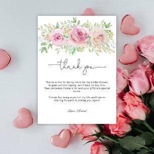 Elegant roses bridal shower thank you card