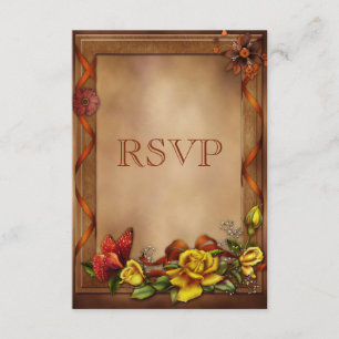 Elegant Roses & Butterfly Wedding RSVP Card