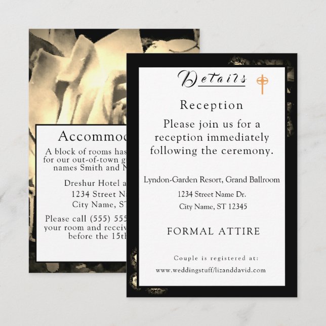 Elegant Roses Catholic Wedding Enclosure Card (Front/Back)