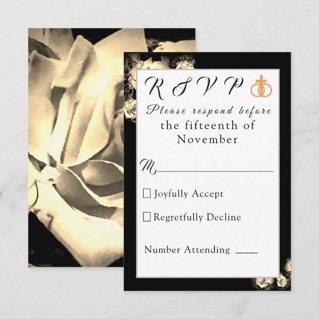 Elegant Roses Catholic Wedding Response Card (Front/Back)