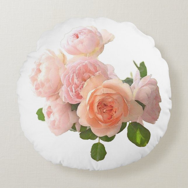 Elegant Roses Design Modern Template Trendy Round Cushion (Front)
