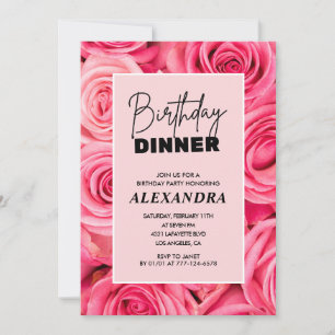 Elegant Roses Dinner 87th birthday  Invitation