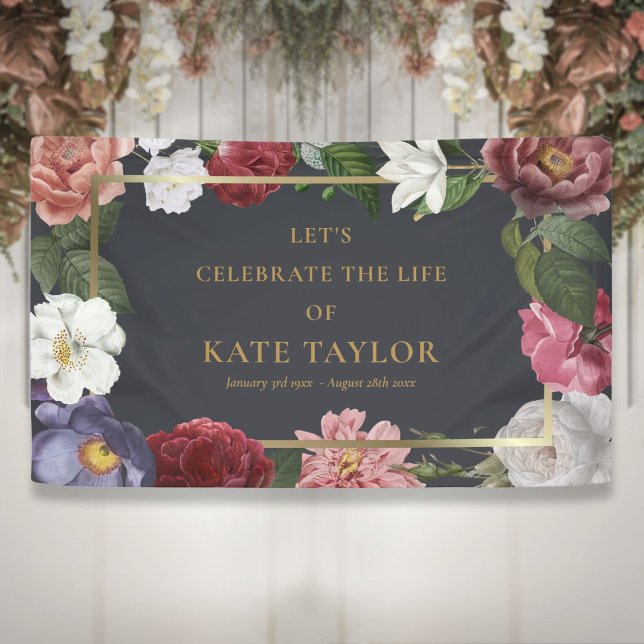 Elegant Roses Floral Funeral Memorial Service Bann Banner (Elegant Roses Floral Funeral Memorial Service Bann Banner)