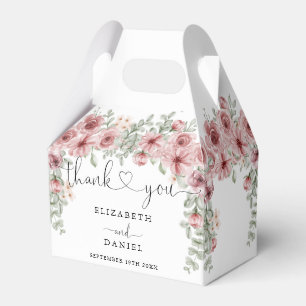 Elegant Roses Floral Heart Script Wedding Favour Box