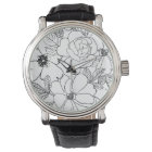 Elegant Roses Floral Line Drawing design