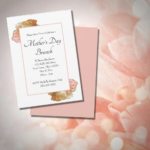Elegant Roses Floral Mother's Day Brunch Invitation
