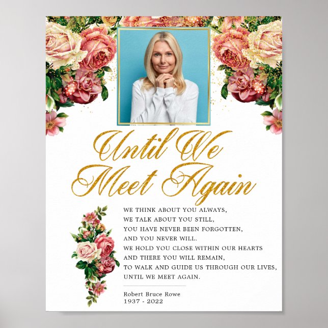 Elegant Roses Funeral Memorial Poem Sign (Front)