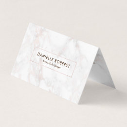 Elegant Roses-gold Faux Marble Business Card