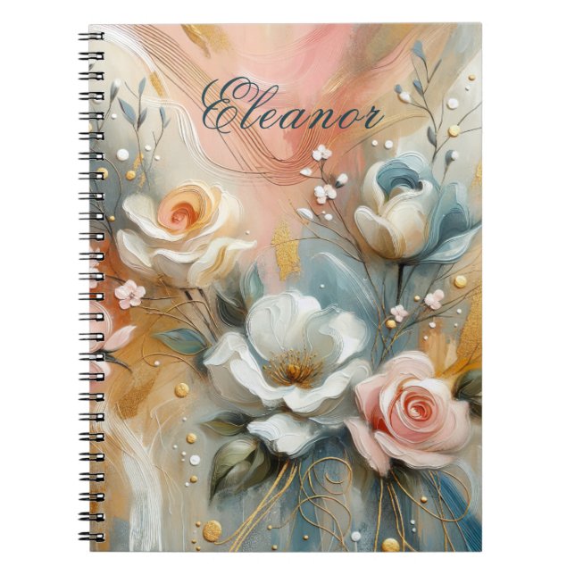 Elegant Roses in pale hues Personalized Notebook (Front)
