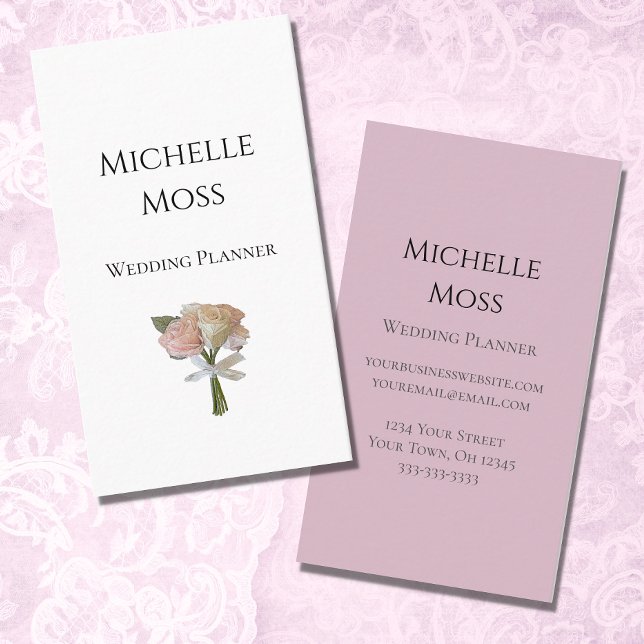  Elegant Roses Modern Floral Wedding Planner Business Card (Creator Uploaded)