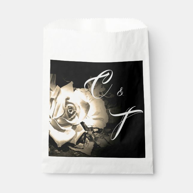Elegant Roses Monogrammed Favour Bags (Front)