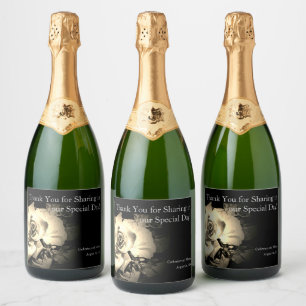 Elegant Roses Monogrammed Water Bottle Label