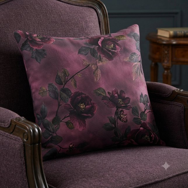Elegant roses on a deep violet background.  cushion (Creator Uploaded)