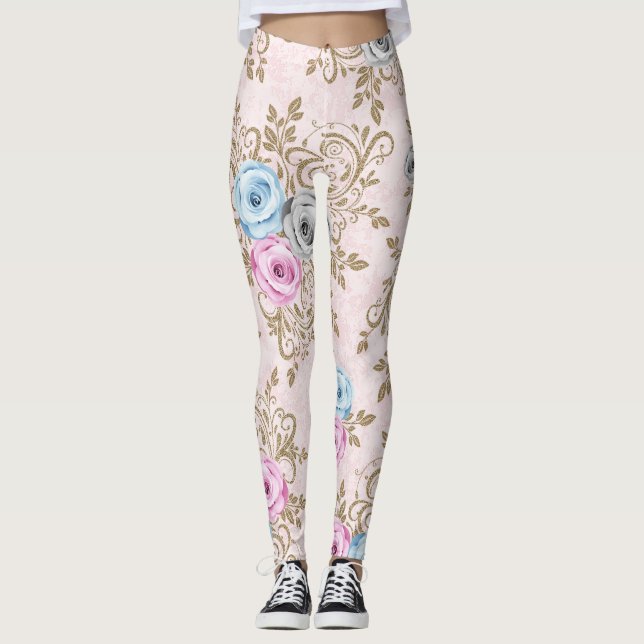 Elegant roses pattern leggings (Front)