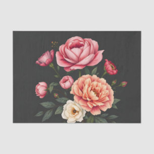 Elegant Roses Peonies and Hydrangeas Flowers Tissue Paper