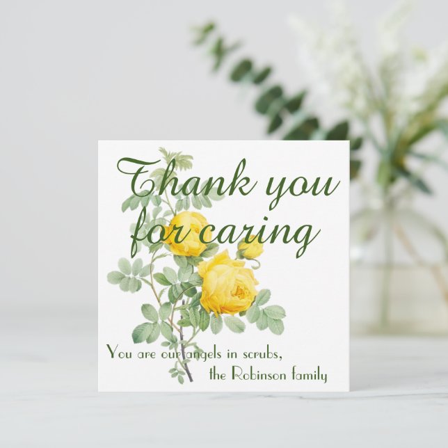 Elegant Roses Personalised Nurse Thank You Card (Standing Front)