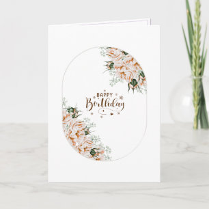 Elegant Roses Watercolor Floral Birthday Card