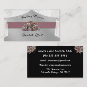 Elegant Roses Wedding Planner Business Card