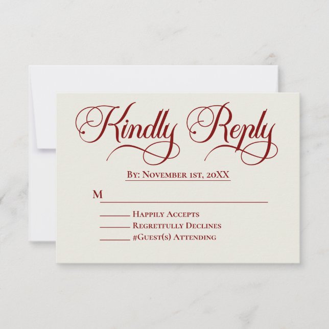 Elegant Roses Wedding RSVP Card (Front)