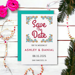 Elegant roses wreath floral Wedding Save the Date Invitation