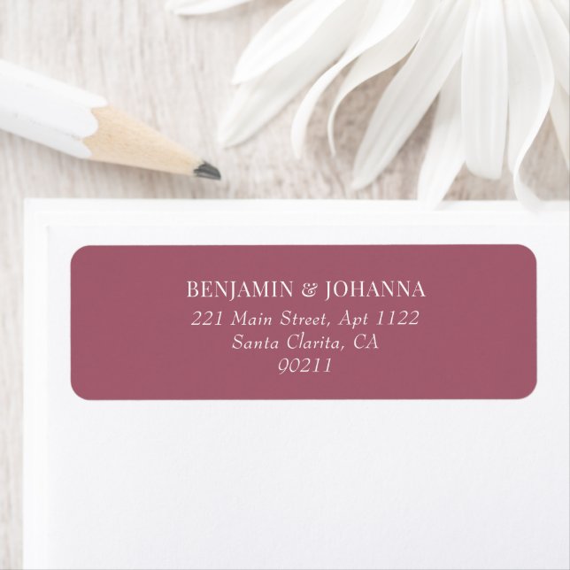 Elegant Rosewood Pink Wedding Return Address (Insitu)