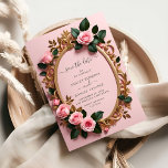 Elegant Rosy Floral Art Nouveau Save The Date Invitation<br><div class="desc">Elegant,  modern,  and delicate Elegant Rosy Floral Art Nouveau Save The Date wedding invitation that you can customise with your info to make it furthermore special. The romantic minimalist design features lovely and elegant calligraphy on a Beautiful background with a clean and simple look.</div>