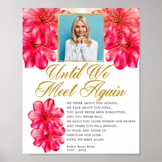Elegant Rosy Floral Funeral Memorial Poem Sign (Front)
