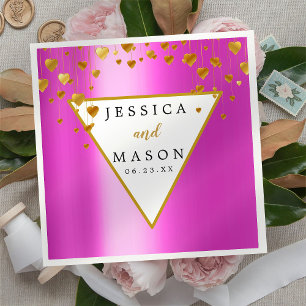 Elegant Rosy Modern Wedding Cocktail Napkin