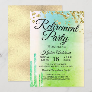 Elegant Rosy Sparkly Glitter Retirement Party Inv Invitation