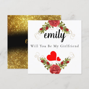 Elegant Rosy Will You Be My Girlfriend Card