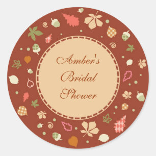 Elegant Round Fall Leaves Favour Sticker