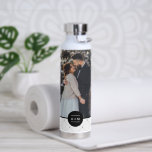 Elegant Round Frame Monogram Photo Water Bottle<br><div class="desc">Modern monogram and personalised photo design.</div>