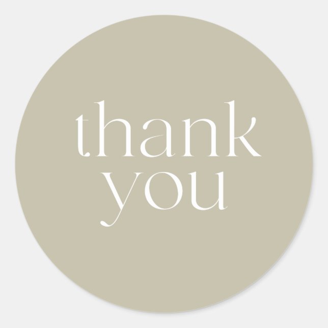 Elegant Round Stone Beige Thank You, Seal, Sticker (Front)