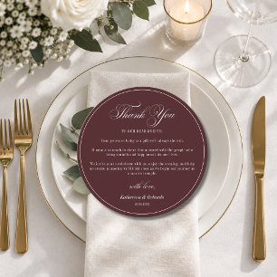 Elegant Round Wedding Place Setting Thank You Card