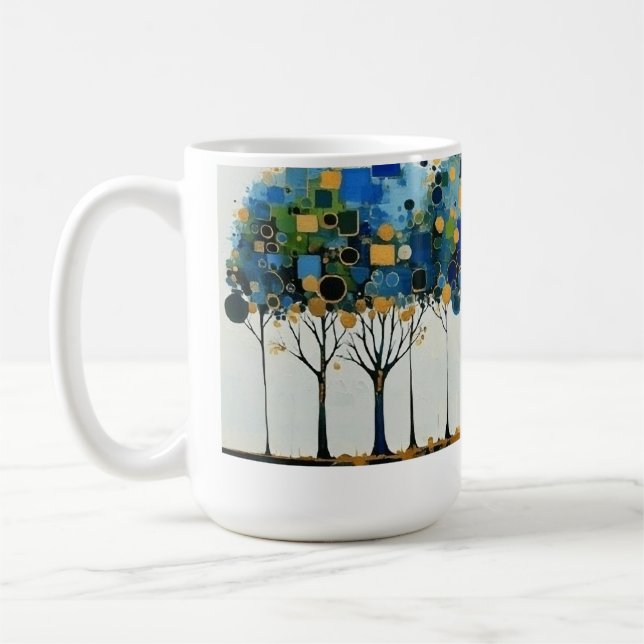 Elegant Row of Trees in Kandinsky Style Mug (Left)