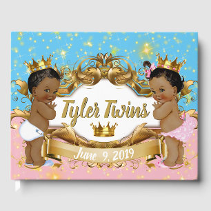 Elegant Royal African Gender Reveal Pink & Blue Guest Book