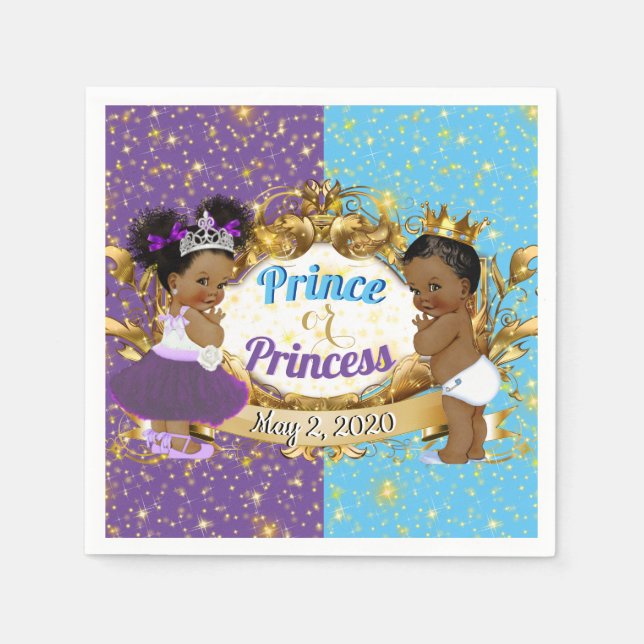 Elegant Royal African Gender Reveal Purple & Blue Napkin (Front)