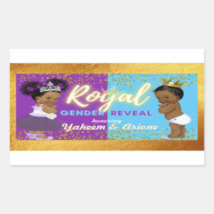 Elegant Royal African Gender Reveal Purple & Blue Rectangular Sticker