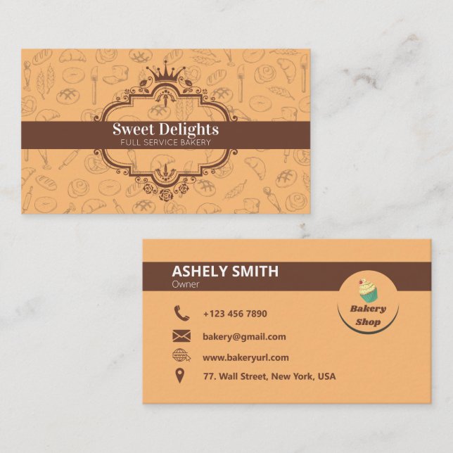 Elegant ROYAL Bakery Pastry Chef Business Card (Front/Back)
