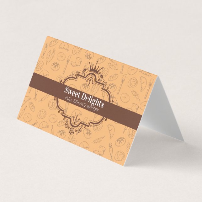 Elegant ROYAL Bakery Pastry Chef folded Business Card (Front)
