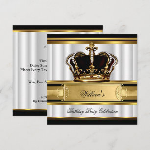 Elegant Royal Black Gold Birthday Prince King 2B Invitation