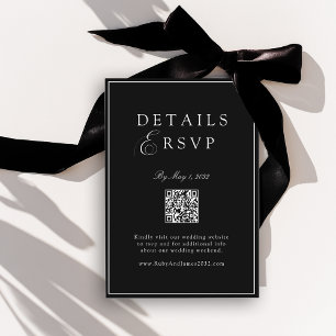 Elegant Royal Black QR Code Wedding RSVP Enclosure Card