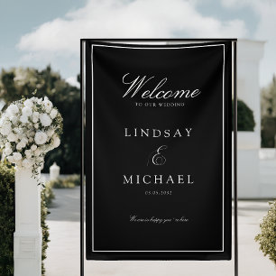 Elegant Royal Black & White Wedding Banner