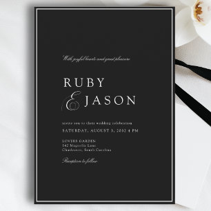 Elegant Royal Black & White Wedding Invitation