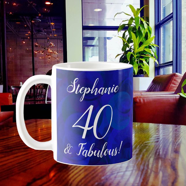 Elegant Royal Blue 40 and Fabulous Birthday Coffee Mug (Creator Uploaded)